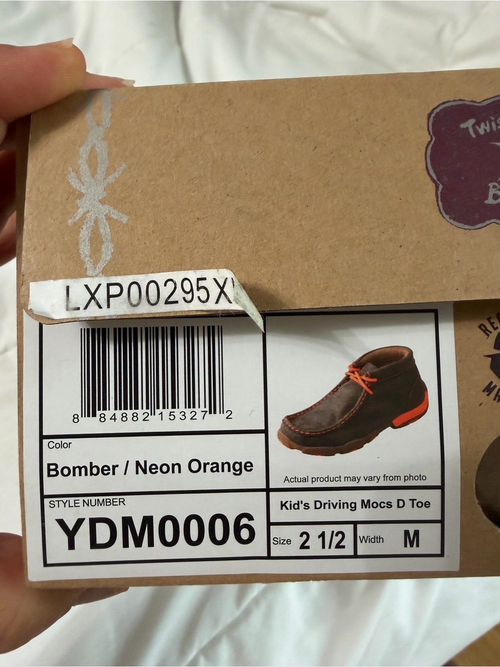 Twisted X Bomber Brown with Neon Orange Accent Kid's Driving Mocs